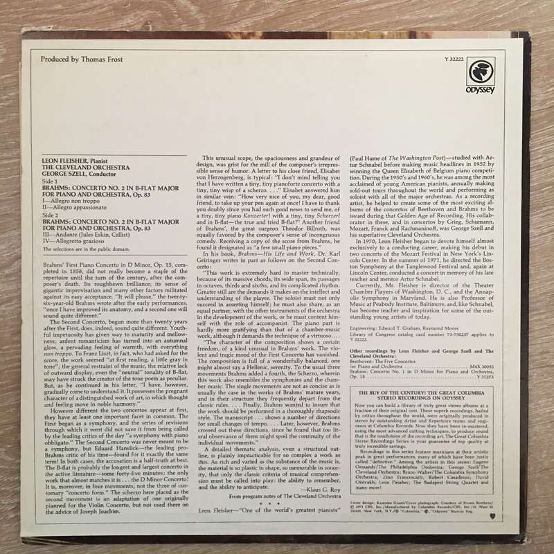 Leon Fleisher with George Szell and The Cleveland Orchestra / Brahms  Brahms: Concerto No. ...