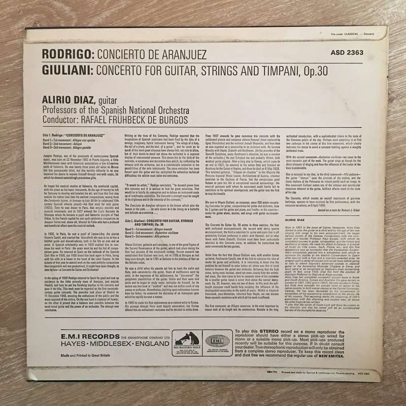 Rodrigo / Giuliani - Alirio Díaz, Professors Of The Spanish National Orchestra, Rafael Frühbeck...