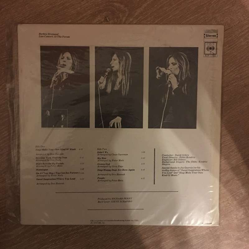 Barbra Streisand  Live Concert At The Forum - Vinyl LP Record - Opened  - Very-Good Quality...