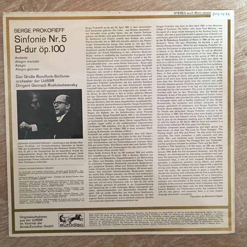 Prokofieff, Das Große Rundfunk-Sinfonieorchester Der UdSSR, Gennadi Roshdestwensky  Sinfon...