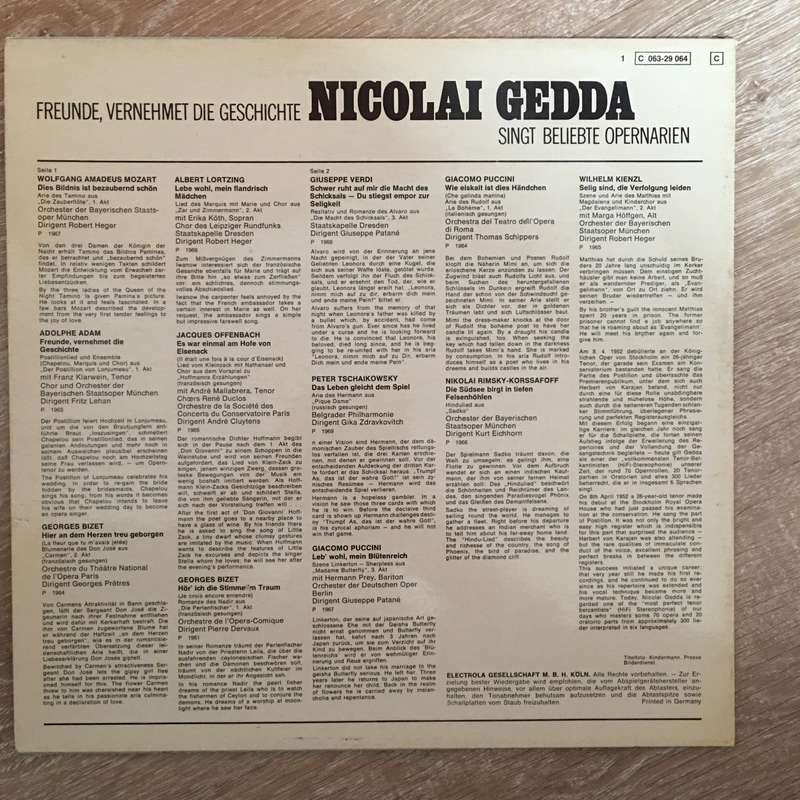 Nicolai Gedda  Freunde, vernehmet die Geschichte. Nicolai Gedda singt beliebte Opernarien -...