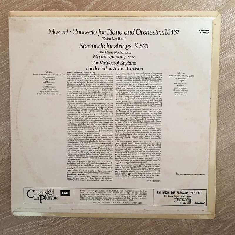 Mozart - Moura Lympany, The Virtuosi Of England, Arthur Davison  Piano Concerto No. 21 "Elv...