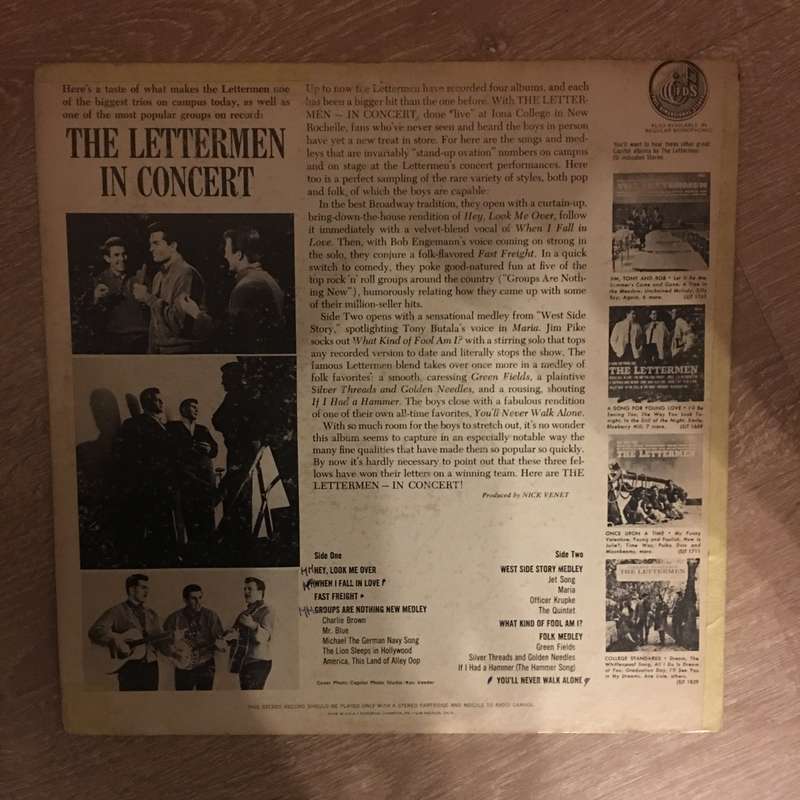 The Lettermen - In Concert - Vinyl LP Record - Opened  - Very-Good+ Quality (VG+)