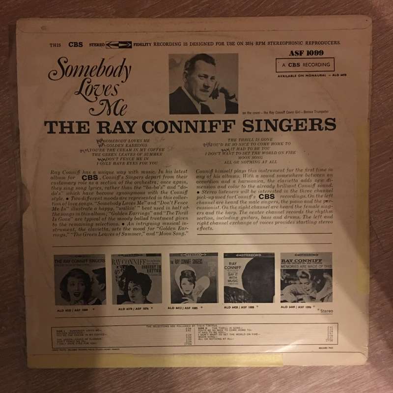 The Ray Conniff Singers - Somebody Loves Me - Vinyl LP Record - Opened  - Very-Good Quality (VG)