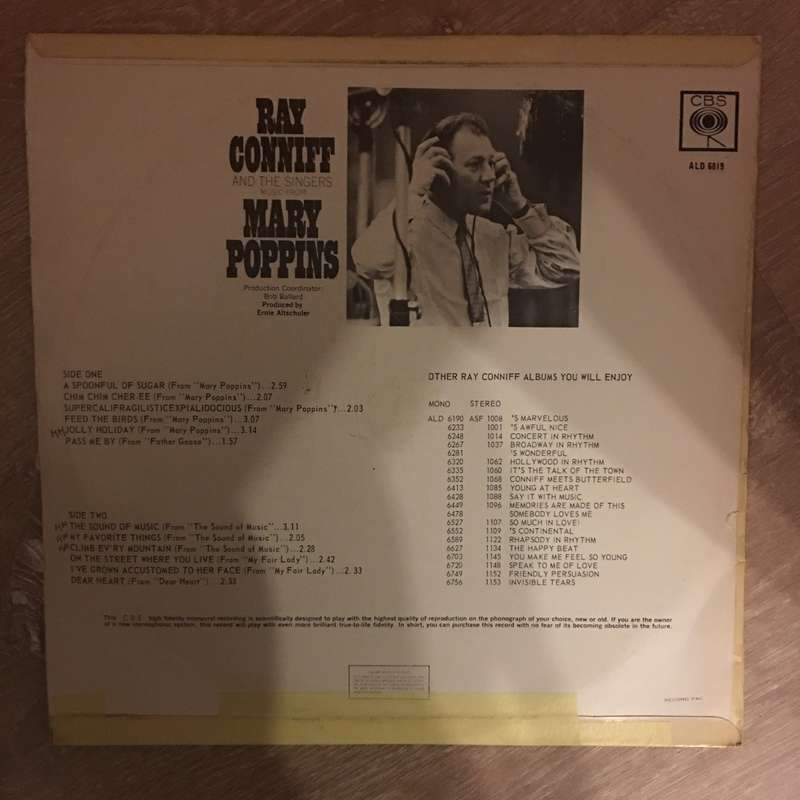 Ray Conniff And The Singers  Music From Mary Poppins, The Sound Of Music, My Fair Lady And ...