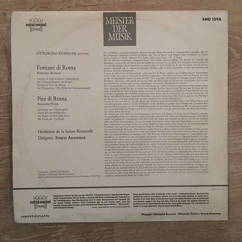 Ottorino Respighi, L'Orchestre De La Suisse Romande  Fountains Of Rome / Pines Of Rome - Vi...