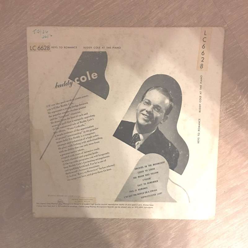 Buddy Cole  Keys To Romance  - Vinyl LP Record - Opened  - Very-Good- Quality (VG-)