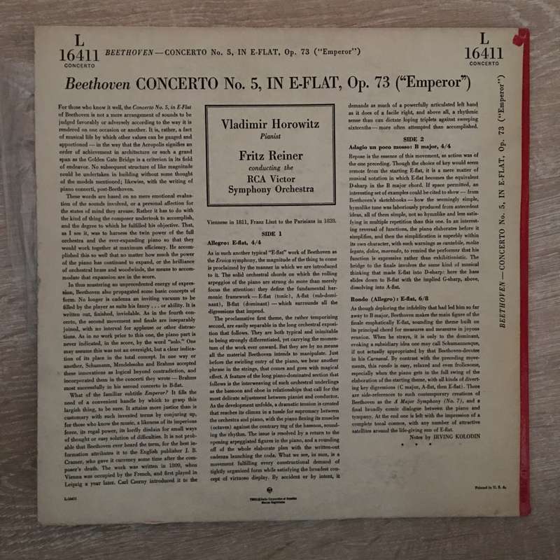 Beethoven - Vladimir Horowitz, Fritz Reiner, RCA Victor Symphony Orchestra  "Emperor" Conce...