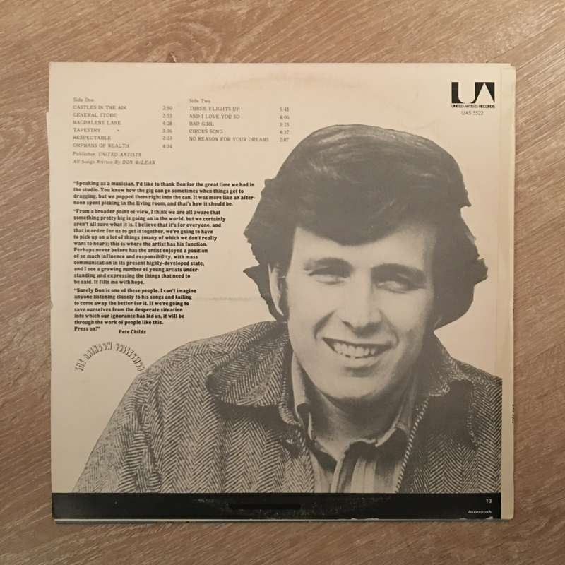 Don McLean - Tapestry - Vinyl LP Record  - Very-Good+ Quality (VG+)