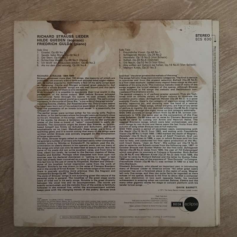 Richard Strauss, Hilde Gueden, Friedrich Gulda  Richard Strauss Lieder - Vinyl LP Record - ...