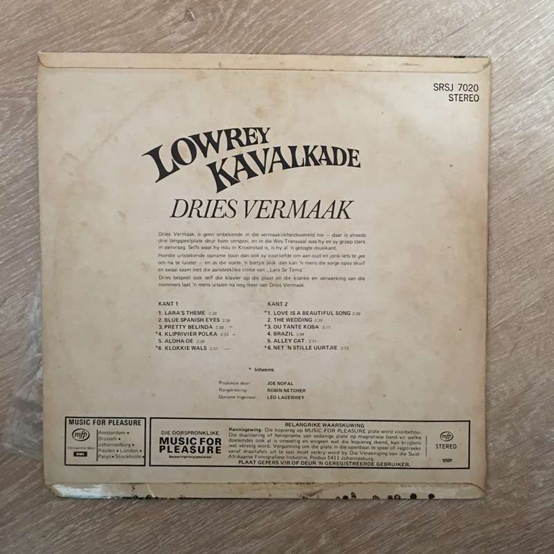 Dries Vermaak - Lowrey Kavalkade  - Vinyl LP Record - Opened  - Very-Good+ Quality (VG+)