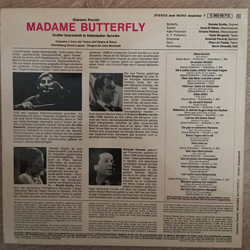 Giacomo Puccini  Madame Butterfly (Grosser Querschnitt In Italienischer Sprache) - Vinyl...