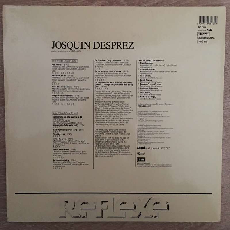 Josquin Desprez - The Hilliard Ensemble  Motets Et Chansons - Vinyl LP Record - Opened  ...