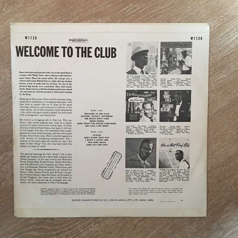 Nat King Cole - Welcome To The Club -  Vinyl LP Record - Opened  - Very-Good Quality (VG)