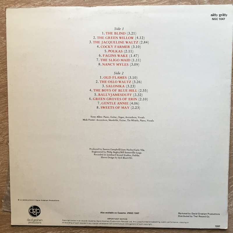 Foster & Allen Selection  - Vinyl LP Record - Opened  - Very-Good- Quality (VG-)