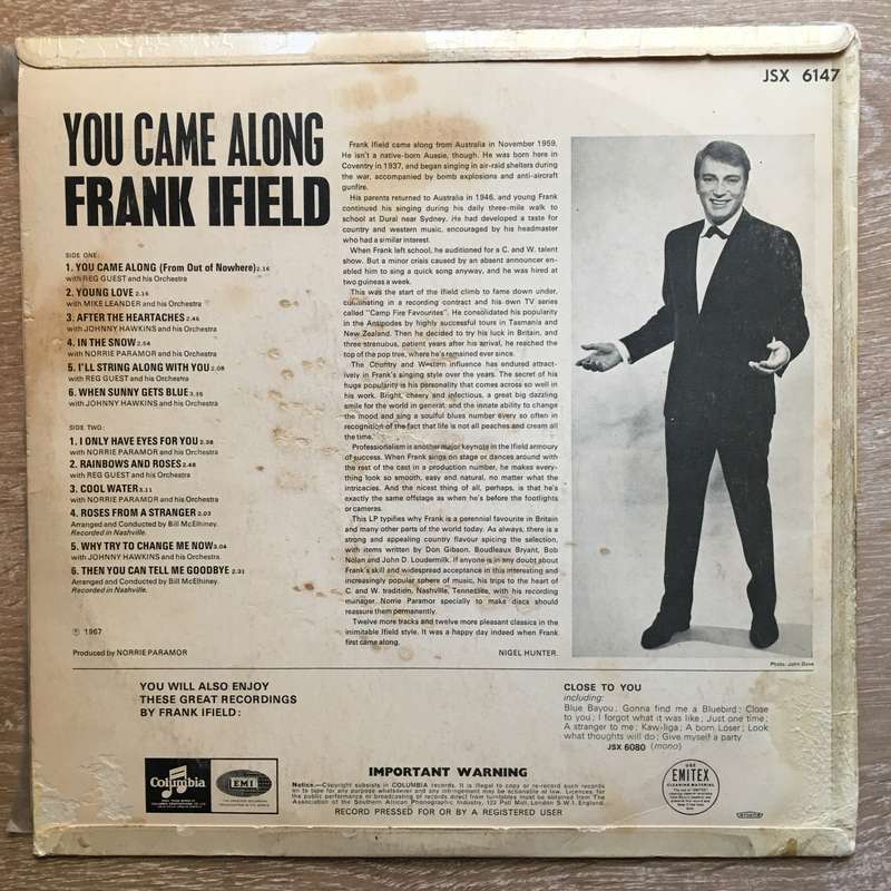 Frank iField - You came Along - Vinyl LP Record - Opened  - Very-Good Quality (VG)