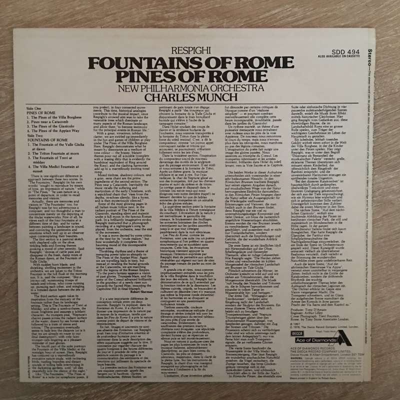 Respighi / Charles Munch, New Philharmonia Orchestra  Fountains Of Rome / Pines Of Rome ...
