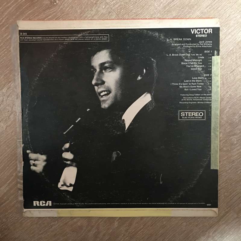 Jack Jones - L.A. Break Down - Vinyl LP Record - Opened  - Very-Good- Quality (VG-)