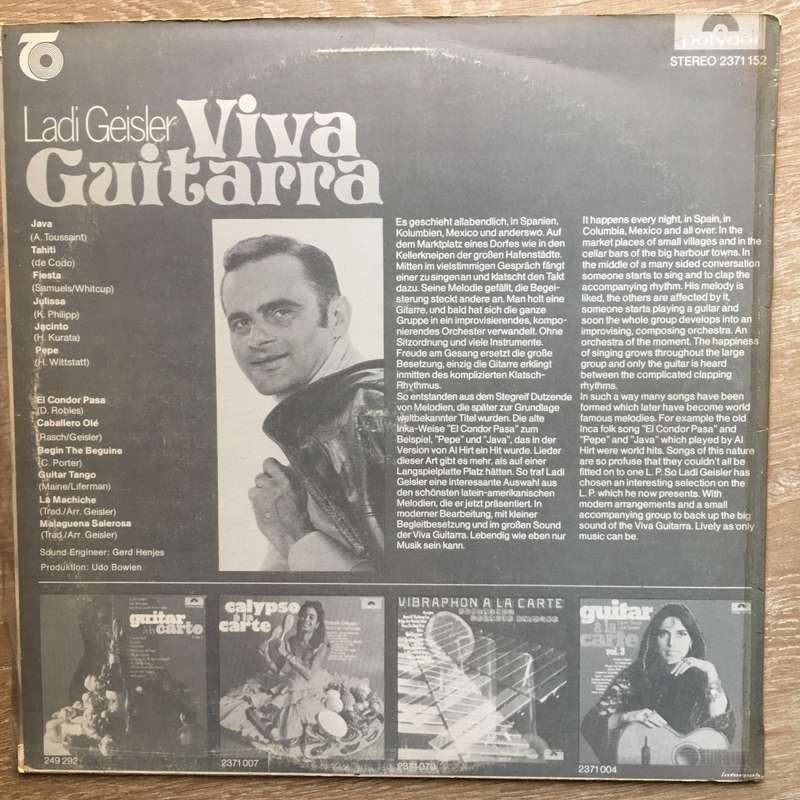 Ladi Geisler  Viva Guitarra Vinyl LP Record - Opened  - Very-Good+ Quality (VG+)