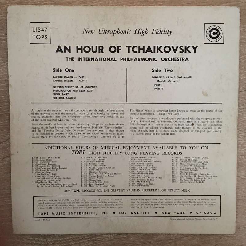 The International Philharmonic Orchestra  An Hour Of Tchaikovsky - Vinyl LP Record - Opened...