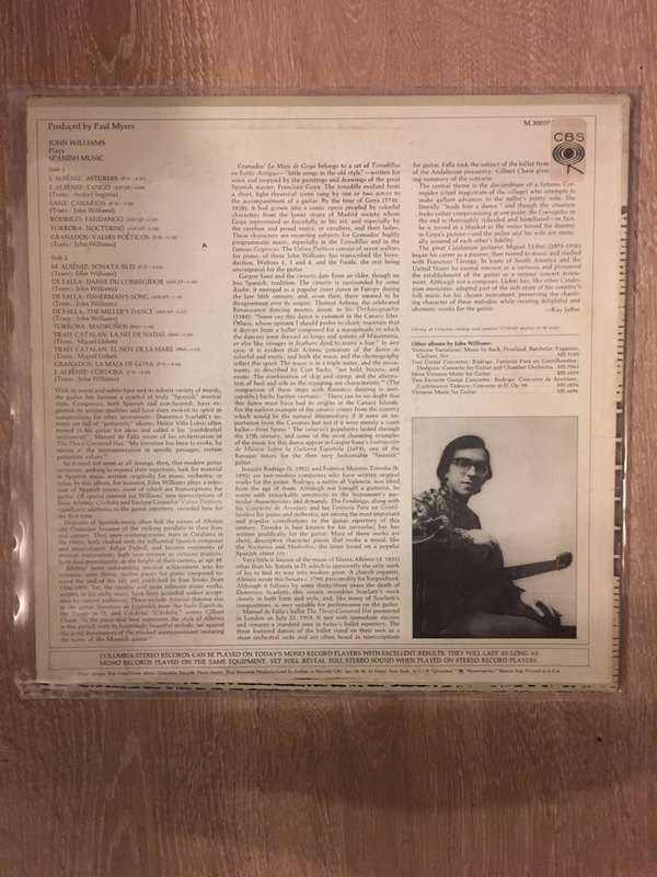 John Williams plays Spanish Music - Vinyl LP Record - Opened  - Very-Good+ Quality (VG+)