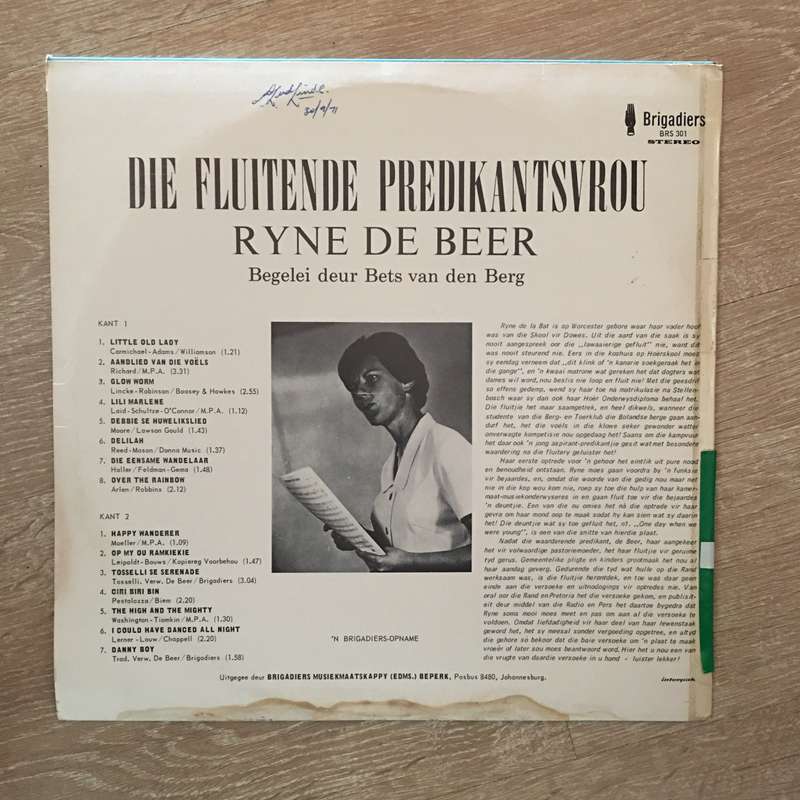 Ryne De Beer - DIe Fluitende Predikantsvrou - Vinyl LP Record - Very-Good+ Quality (VG+)