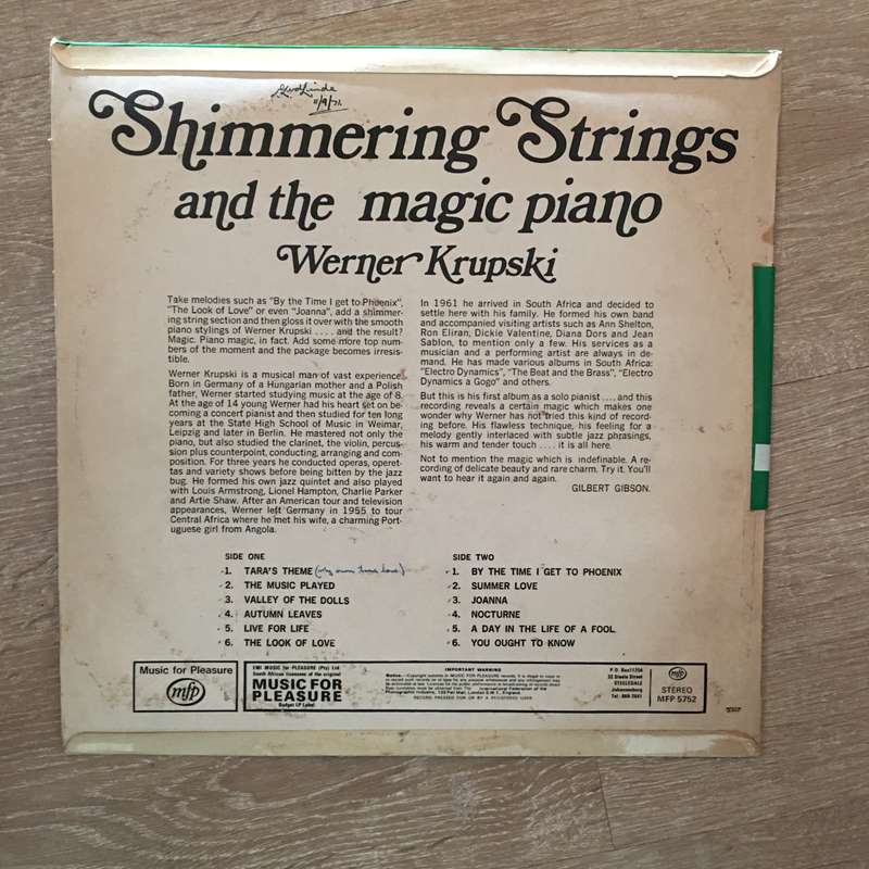 Shimmering Strings and the Magic Piano Of Werner Krupski - Vinyl LP Record - Opened  - Very-Good+...