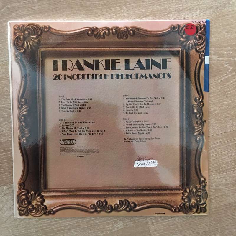 Frankie Laine - 20 Incredible Perfomances - Vinyl LP Record - Opened  - Very-Good+ Quality (VG+)