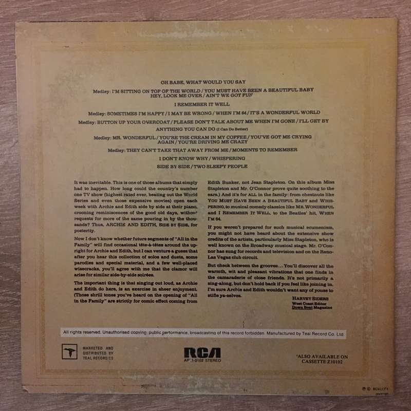 Archie & Edith  Side By Side - Vinyl LP Record  - (VG+)