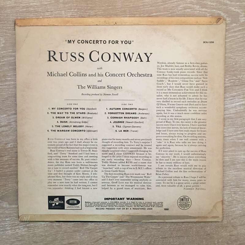 Russ Conway  My Concerto For You - Vinyl LP Record  - Opened  - Very-Good+ Quality (VG+)
