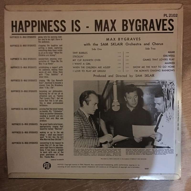 Max Bygraves -  Happiness Is - Vinyl LP Record - Opened  - Very-Good Quality (VG)