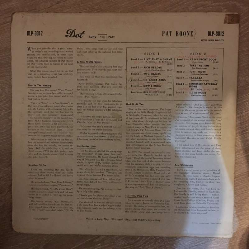 Pat Boone  Pat Boone - Vinyl LP Record - Opened  - Good+ Quality (G+)