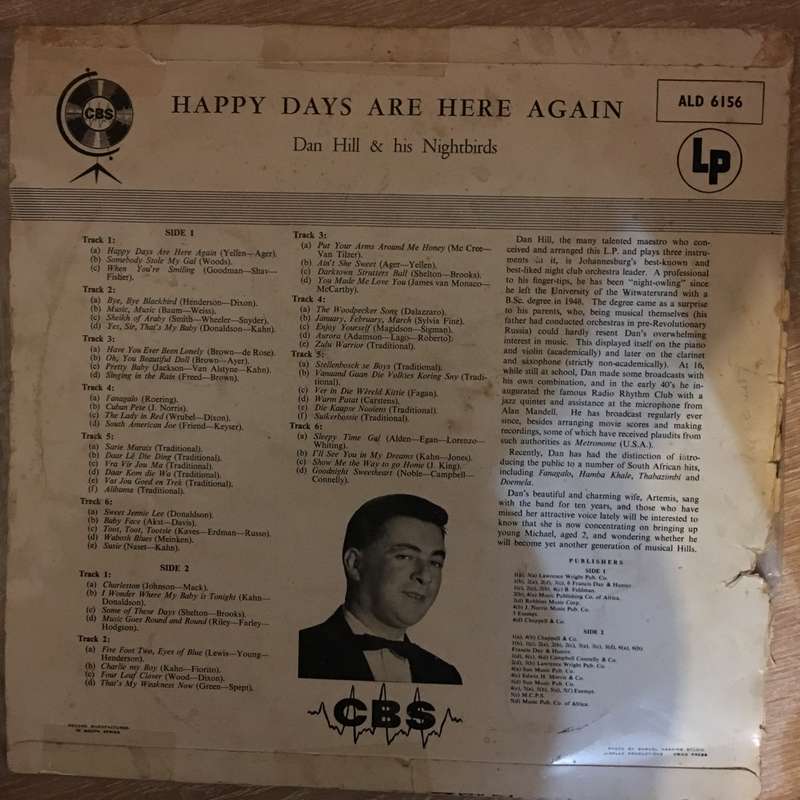 Dan Hill and His Nightbirds - Happy Days Are Here Again - Vinyl LP Record - Opened  - Good Qualit...