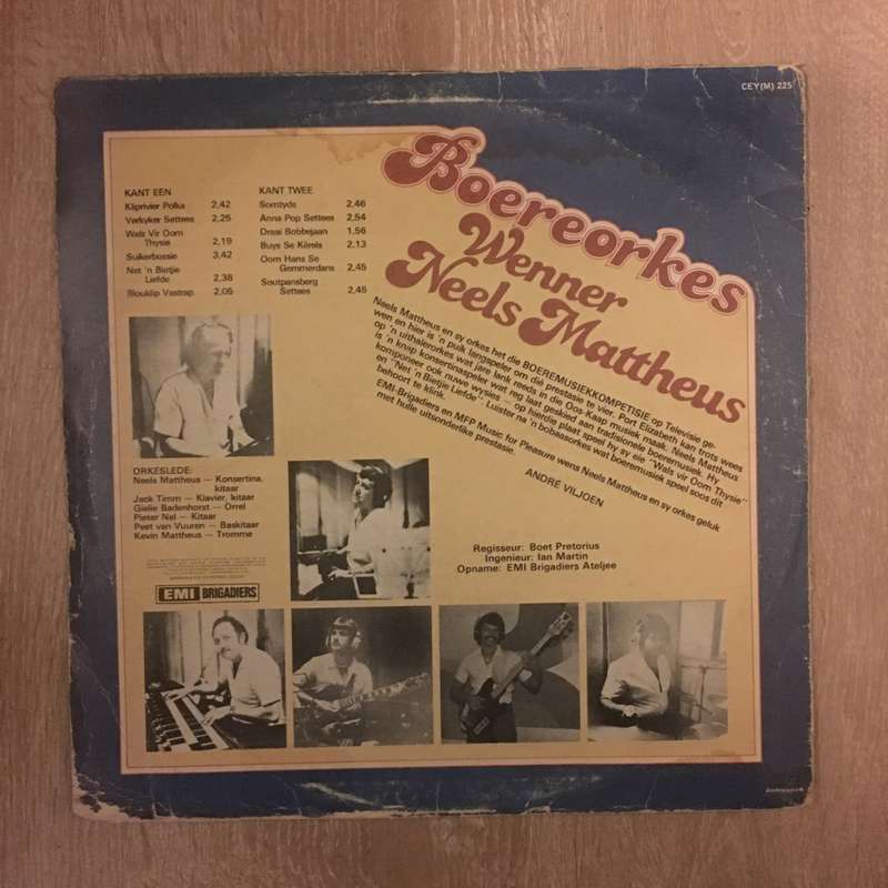 Boerorkes Wenner - Neels Matthews - Vinyl LP Record - Opened  - Good Quality (G)