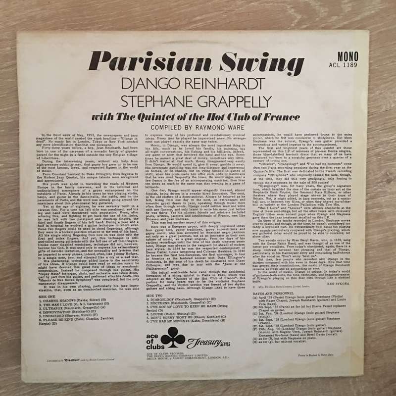 Django Reinhardt, Stephane Grappelly With Quintet Of The Hot Club Of France  Parisian Swing - ...