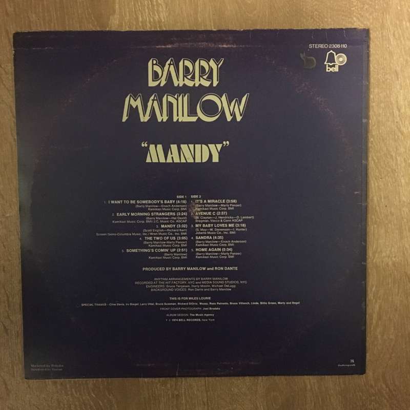 Barry Manilow - Mandy - Vinyl LP Record - Very-Good+ Quality (VG+)