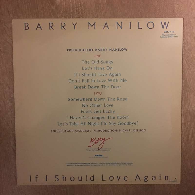 Barry Manilow - If I Should Love Again - Vinyl LP Record  - Very-Good+ Quality (VG+)