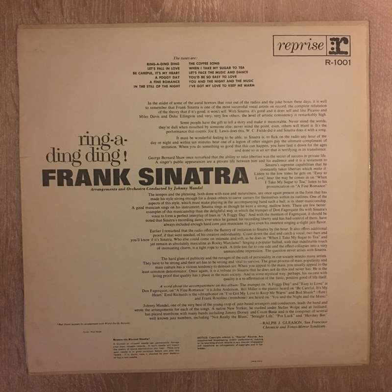 Frank Sinatra - Ring Ding Ding - Vinyl LP Record - Opened  - Very-Good+ Quality (VG+)