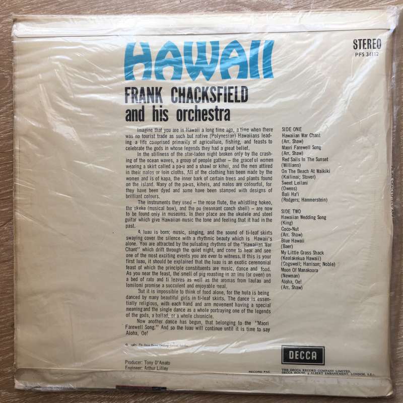 Frank Chacksfield and His Orchestra - Hawaii - Vinyl LP Record - Very-Good+ Quality (VG+)