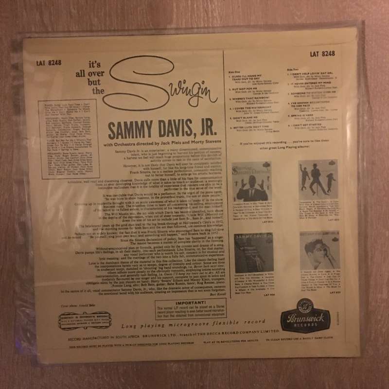 Sammy Davis J.R - It's All Over But The Swingin'  - Vinyl LP Record - Opened  - Very-Good+ Qualit...