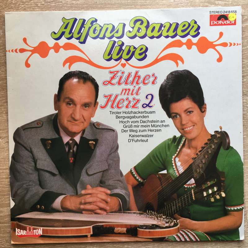 Alfons Bauer Zither Mit Herz  - Vinyl LP Record - Opened  - Very-Good+ Quality (VG+)