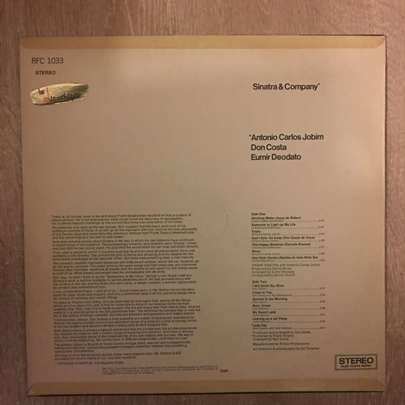 Frank Sinatra - Sinatra & Company - Vinyl LP Record - Opened  - Very-Good+ Quality (VG+)