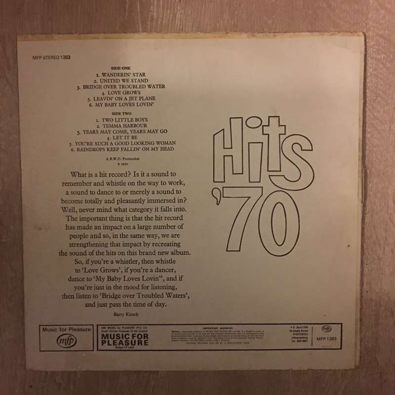 Hits '70  - Vinyl LP Record - Opened  - Very-Good Quality (VG)