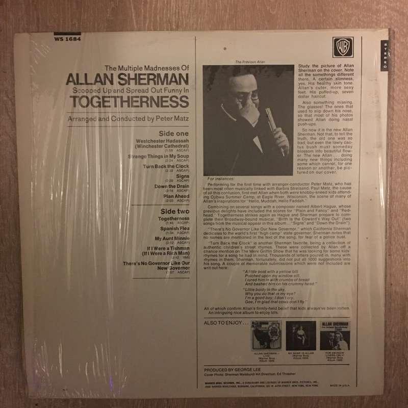 Allan Sherman - Togetherness  - Vinyl LP Record - Opened  - Very-Good+ Quality (VG+)