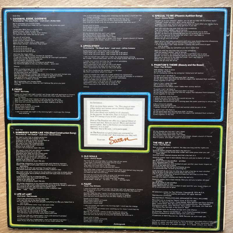 Phantom Of The Paradise - Original Soundtrack Recording  Vinyl LP Record - Very-Good+ Quality ...