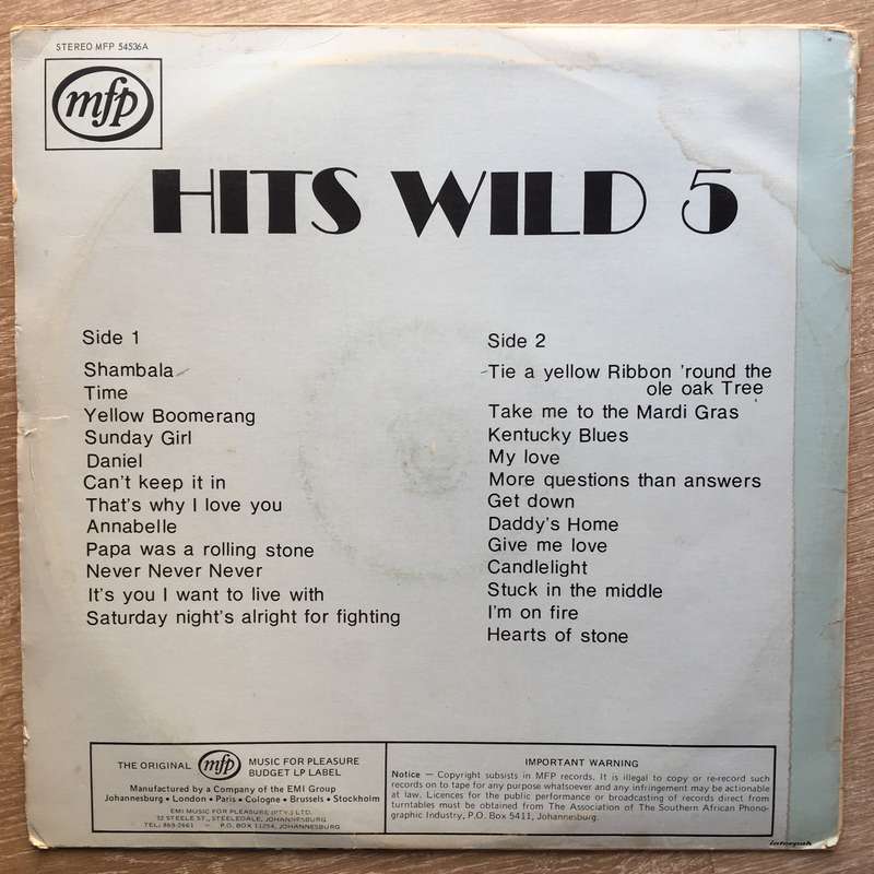 Hits Wild 5 - Vinyl LP Record - Opened  - Very-Good- Quality (VG-)
