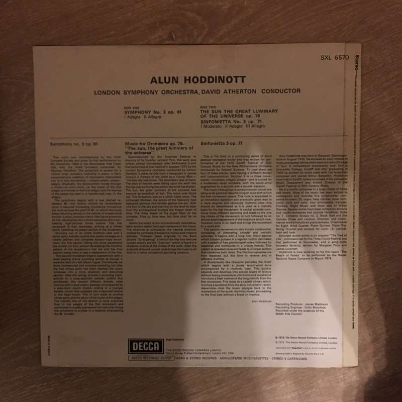 Alun Hoddinott, David Atherton Conducting The London Symphony Orchestra  - Vinyl LP Record - Open...