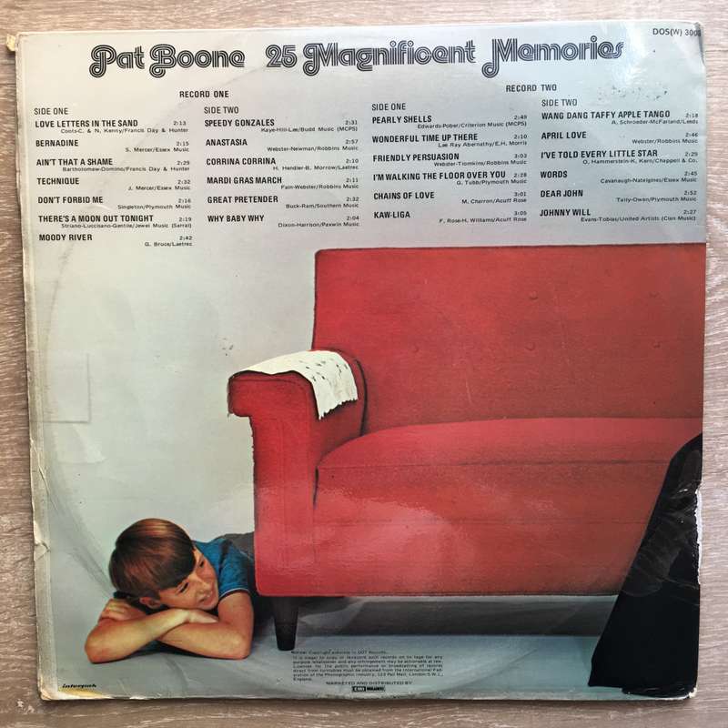 Pat Boone  25 Magnificent Memories  Vinyl LP Record - Opened  - Good+ Quality (G+)