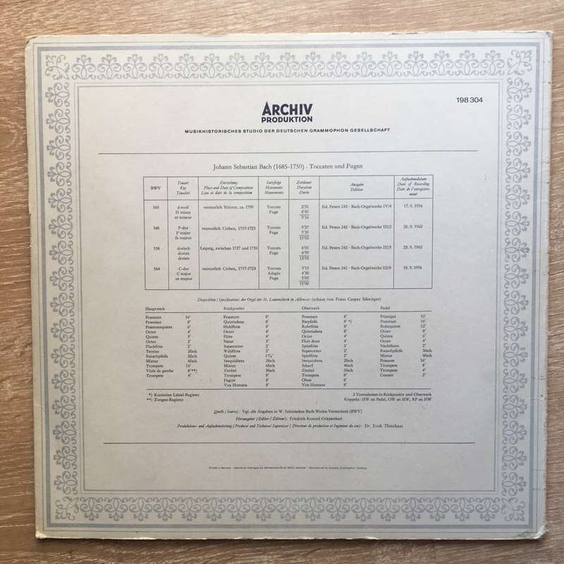 Johann Sebastian Bach - Helmut Walcha  Toccaten Und Fugen -  Vinyl LP Record - Very-Good+ Q...