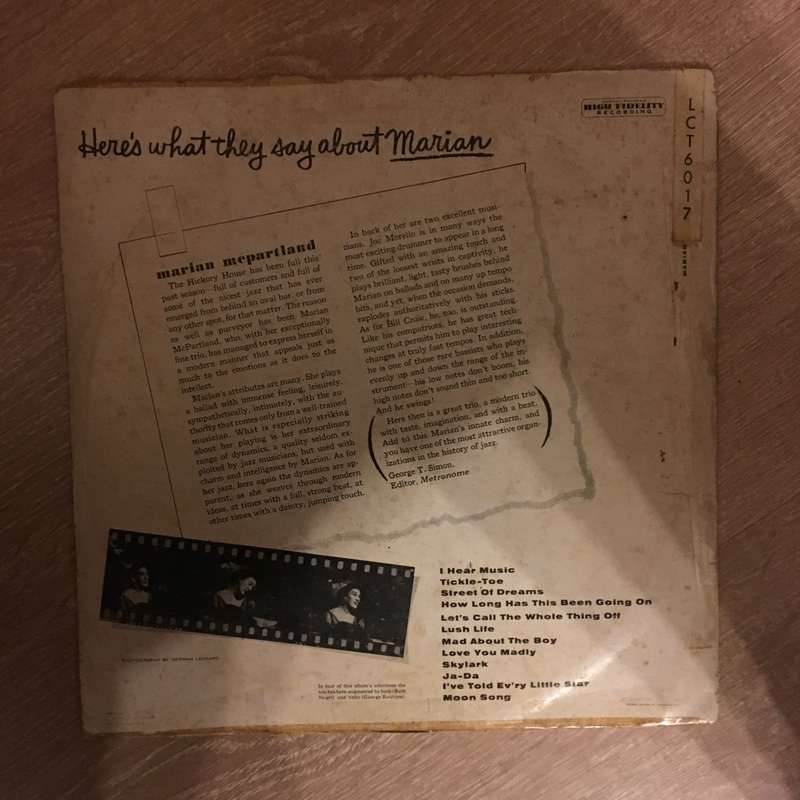 Marian McPartland At The Hickory House -  Vinyl LP Record - Opened  - Good Quality (G)